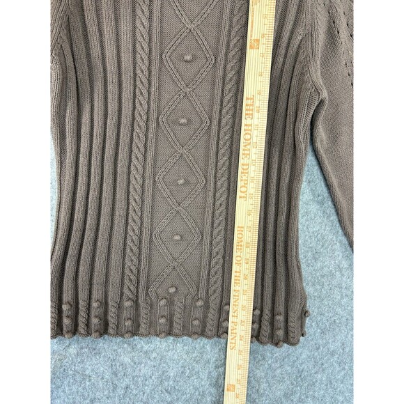 Women's Chocolate Cable Knit Sweater Long Sleeve 3D Cable Knit Textured Size XL - Picture 5 of 8